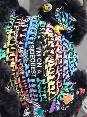 Rainbow Crochet Bucket Hat with Bear Ears Charms